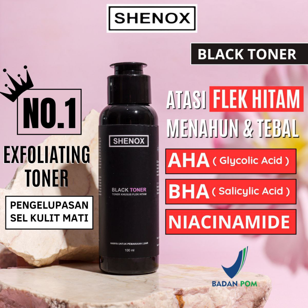 Jual Black Toner Exfoliating Pengelupasan Flek Hitam Shenox Skincare