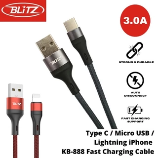 BLiTZ KB-888 Data Charger Fast Charging up to 3.0A + Auto Disconnect for Type C / Lightning iPhone / Micro USB