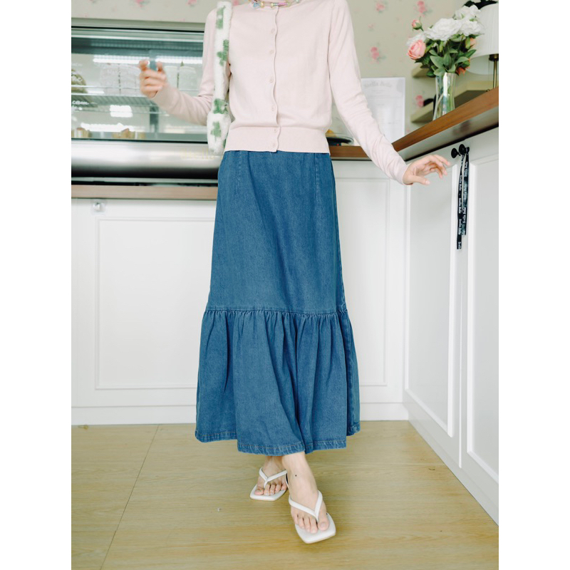 Jual Outfitm Women Denim Skirt | Rok Jeans Muslim Panjang | Shopee ...