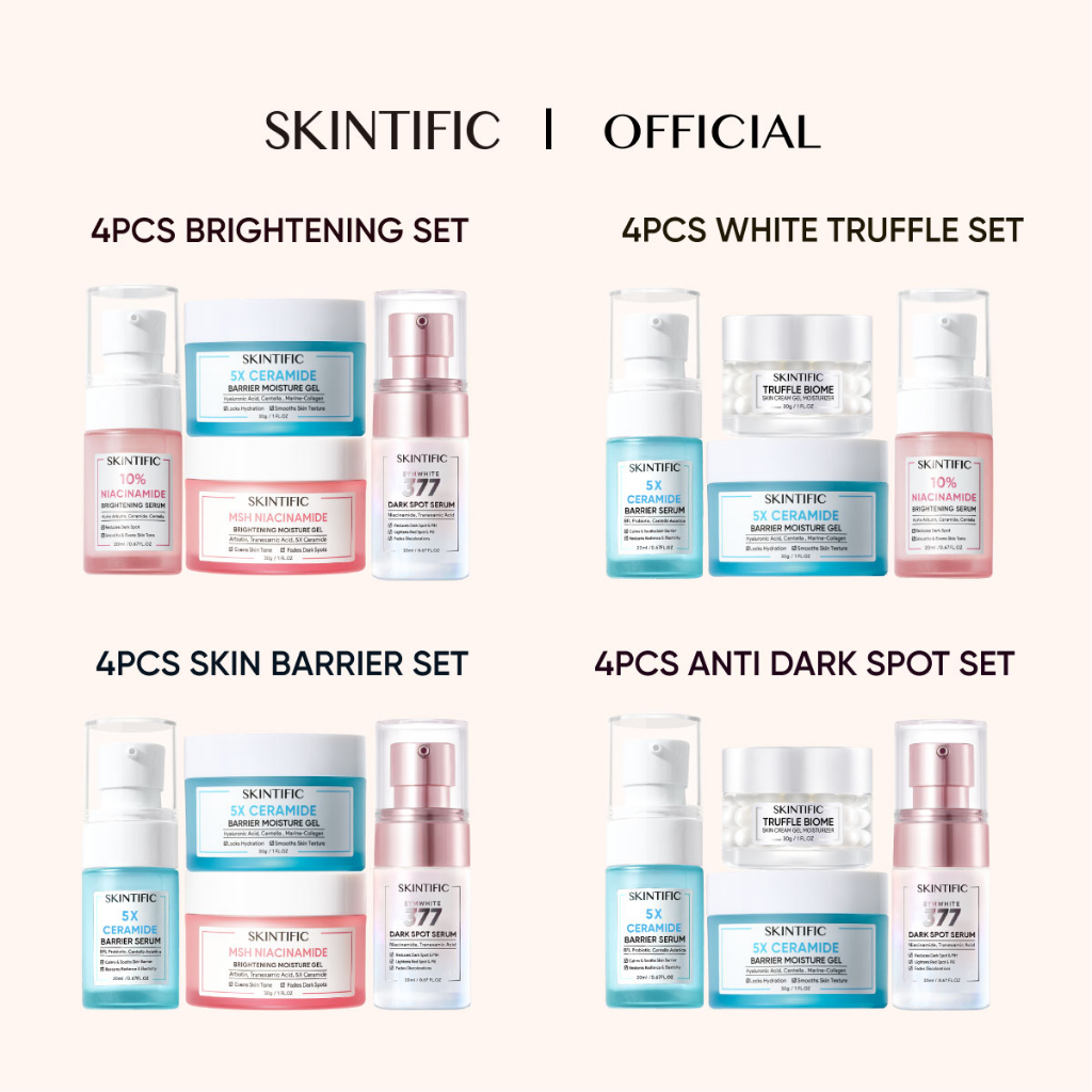 Jual SKINTIFIC 4pcs Glowing Set & Anti Acne Set  Moisturizer Gel