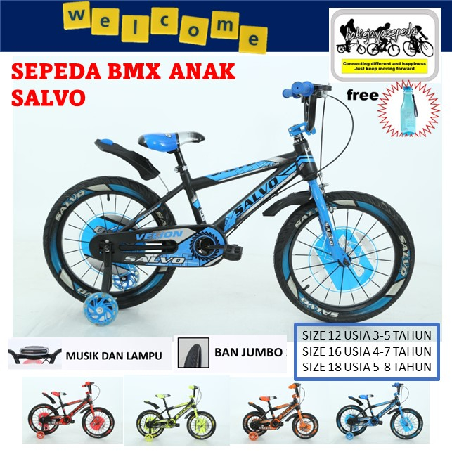Jual Sepeda Anak BMX 18" 16" 12" COLLINS SALVO music lampu ban