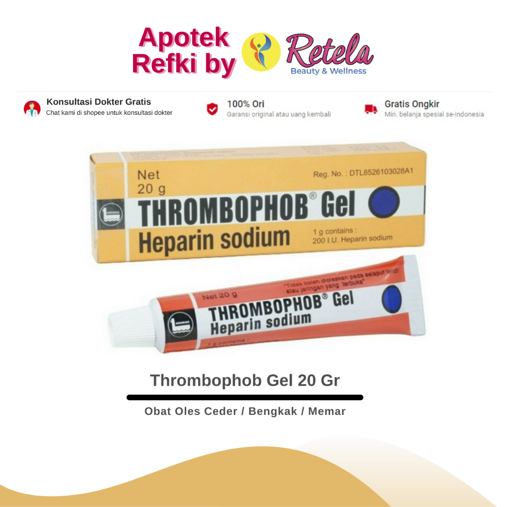 Jual Thrombophob Gel 20 Gr / Heparin Sodium / Obat Oles Ceder / Bengkak ...