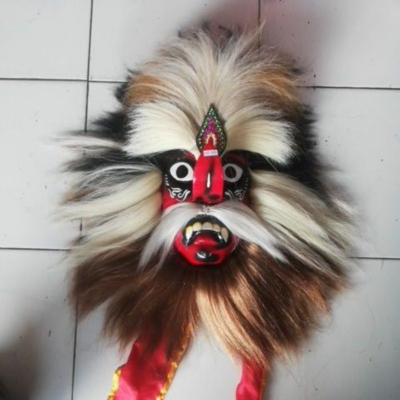 Jual topeng bujang ganong rambut sintetis hitam putih | Shopee Indonesia