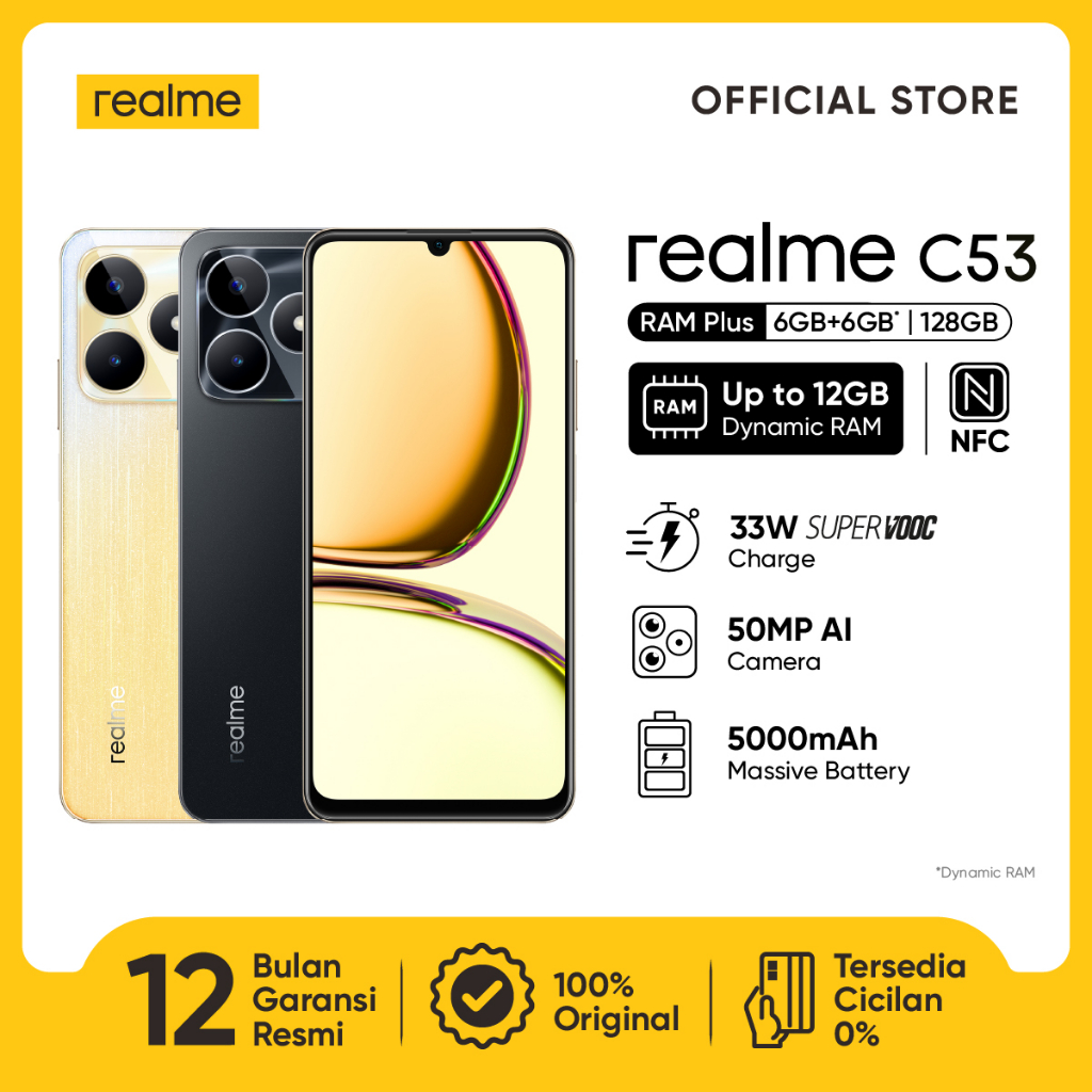 Jual realme C53 6GB+6GB*|128GB (33W SUPERVOOC Charge | 50MP AI Camera ...