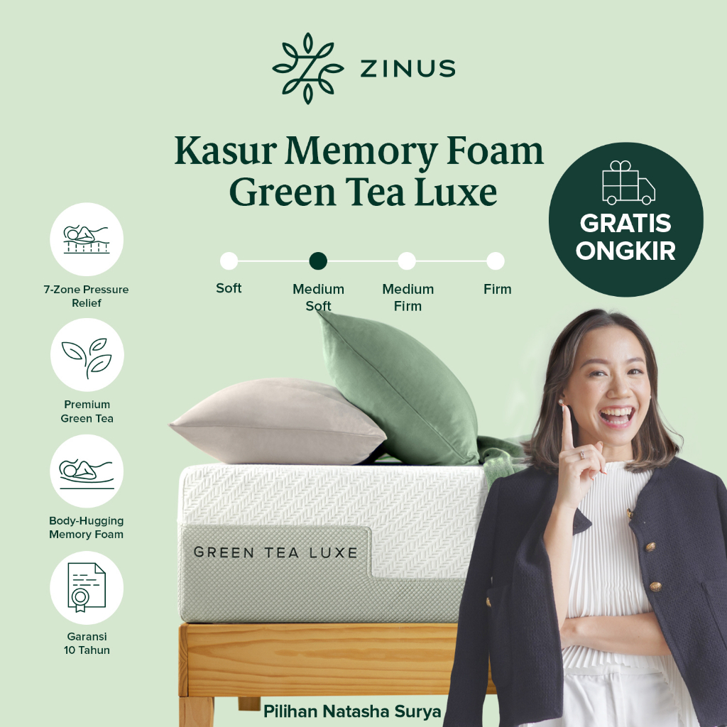 Jual Zinus Kasur Busa Green Tea Luxe Memory Foam / 7-Zone Pressure ...