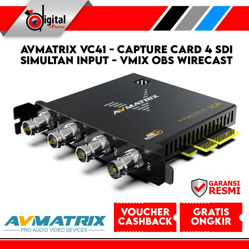 Jual AVMATRIX VC41 Capture Card 4 SDI Simultan Input VMIX OBS