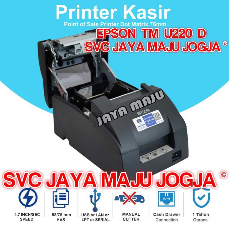 Jual Epson Tm U220d Manual Cutter Dot Matrix Printer Kasir 4 Varian Interface Usb 4381