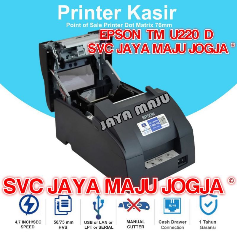 Jual Epson Tm U220d Manual Cutter Dot Matrix Printer Kasir 4 Varian Interface Usb 1681