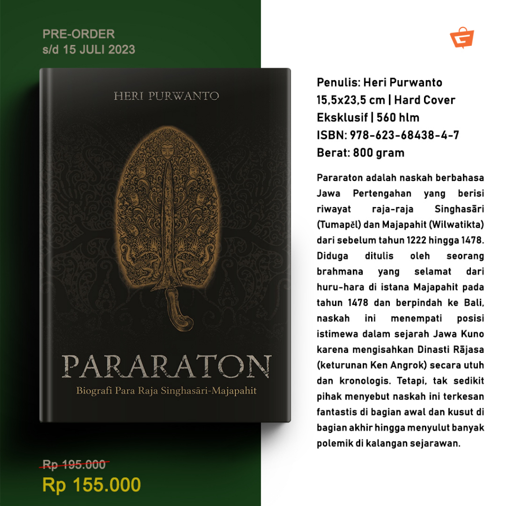 Jual Buku Pararaton Biografi Para Raja Singhasari Majapahit Hardcover