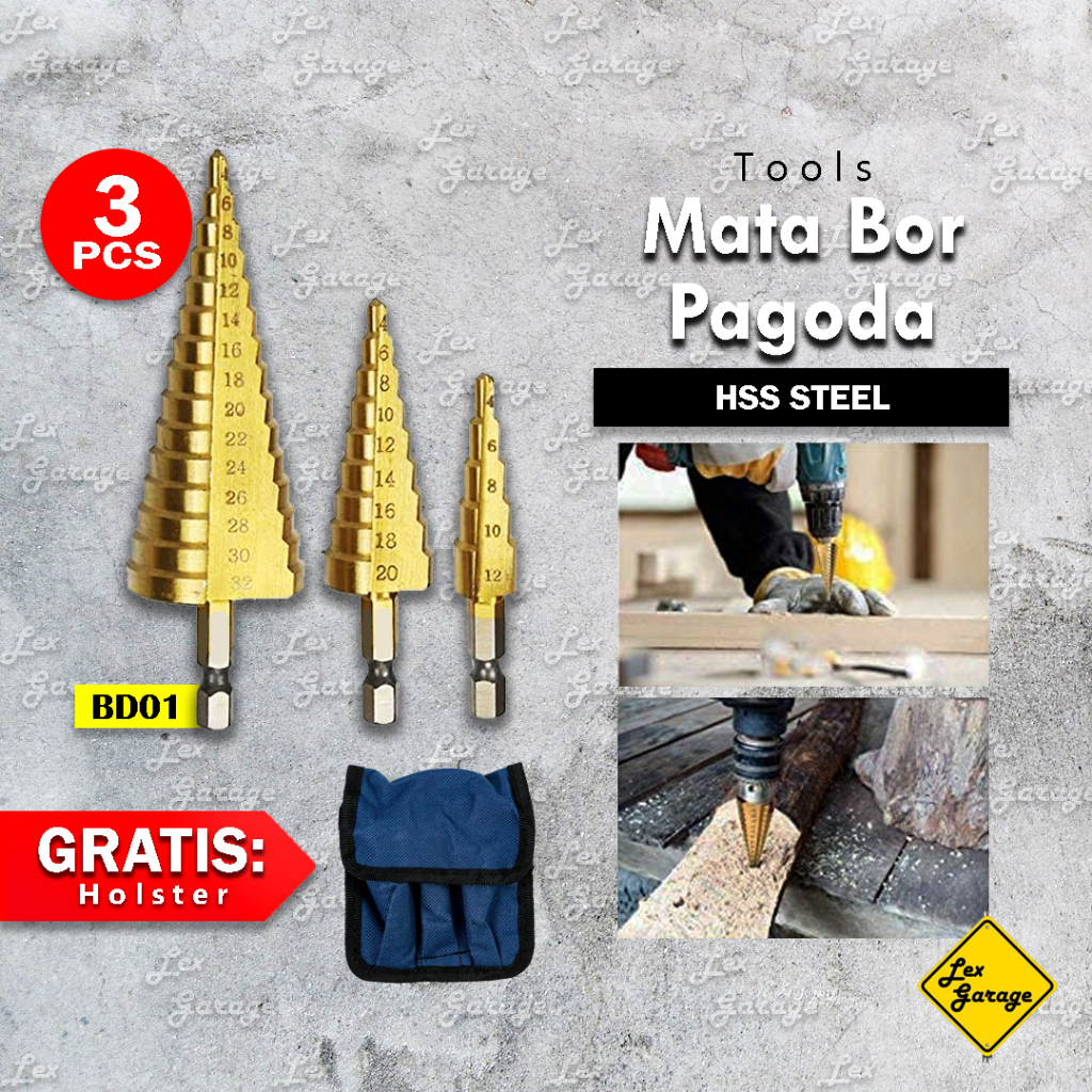 Jual Mata Bor Pagoda Set Titanium Coated Hss Step Drill Kayu Besi Shopee Indonesia