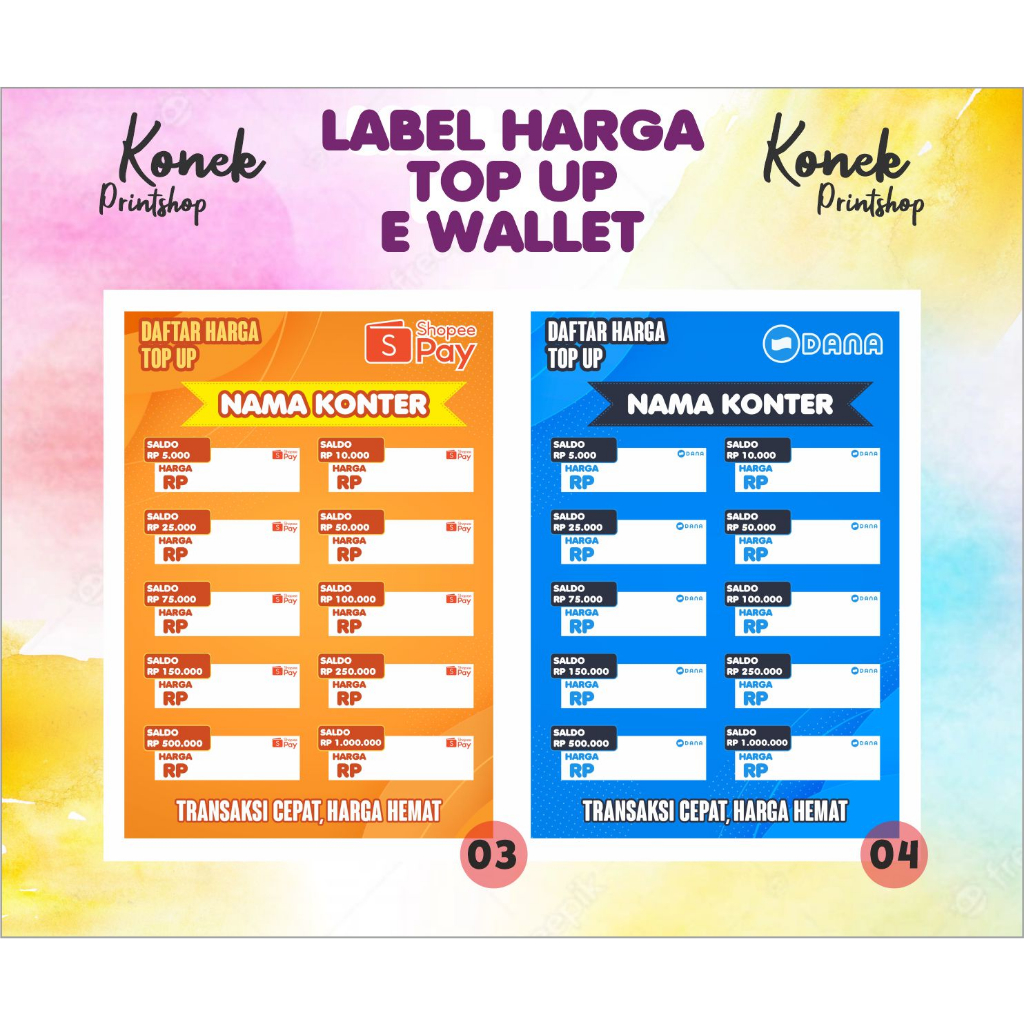 Jual Poster Konter Daftar Top Up Ewallet | Shopee Indonesia
