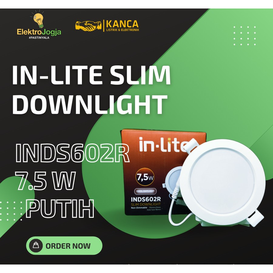 Jual LAMPU LED PLAFON INLITE SLIM DOWNLIGHT 7.5 WATT INDS602R PUTIH ...
