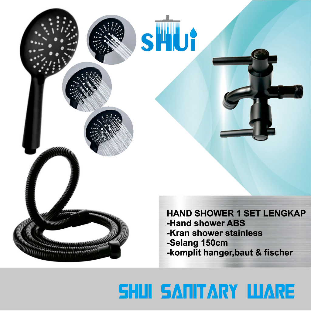 Jual Hand shower Hitam 1 set lengkap dengan kran | Shopee Indonesia