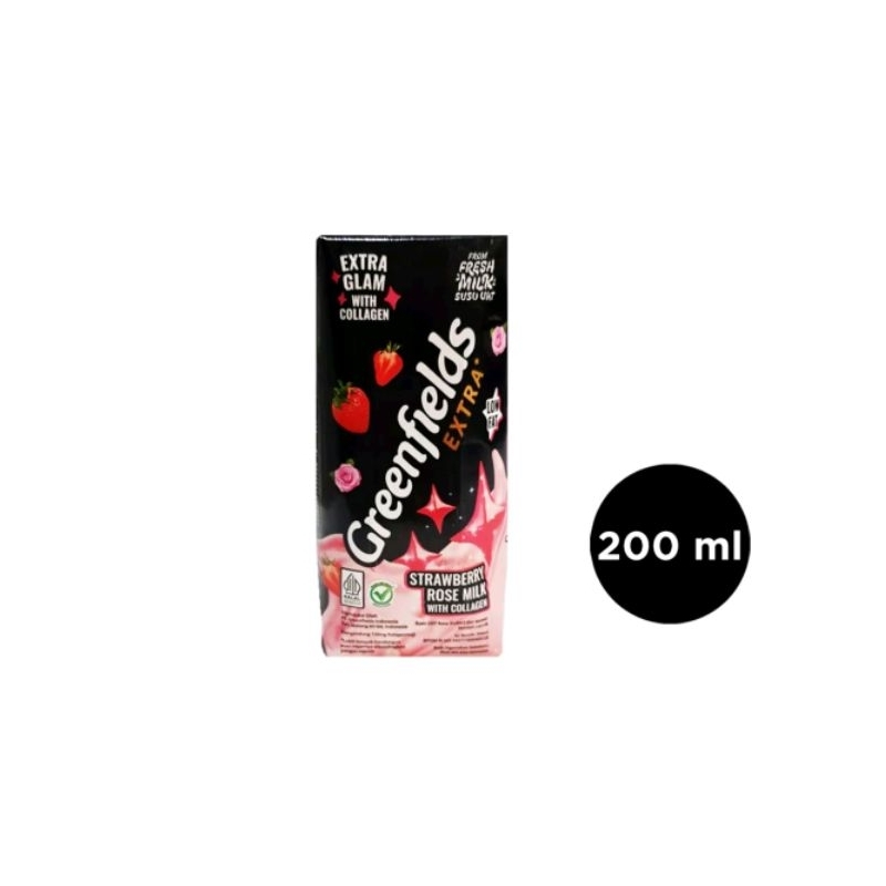 Jual SUSU GREENFIELDS UHT EXTRA STRAWBERRY ROSE MILK WITH COLLAGEN 200 ...