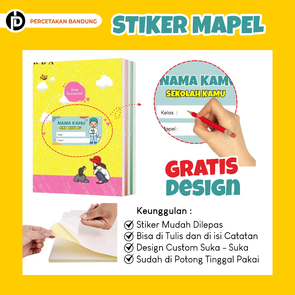 Jual Stiker Label Buku Pelajaran Custom Gratis Design Shopee Indonesia