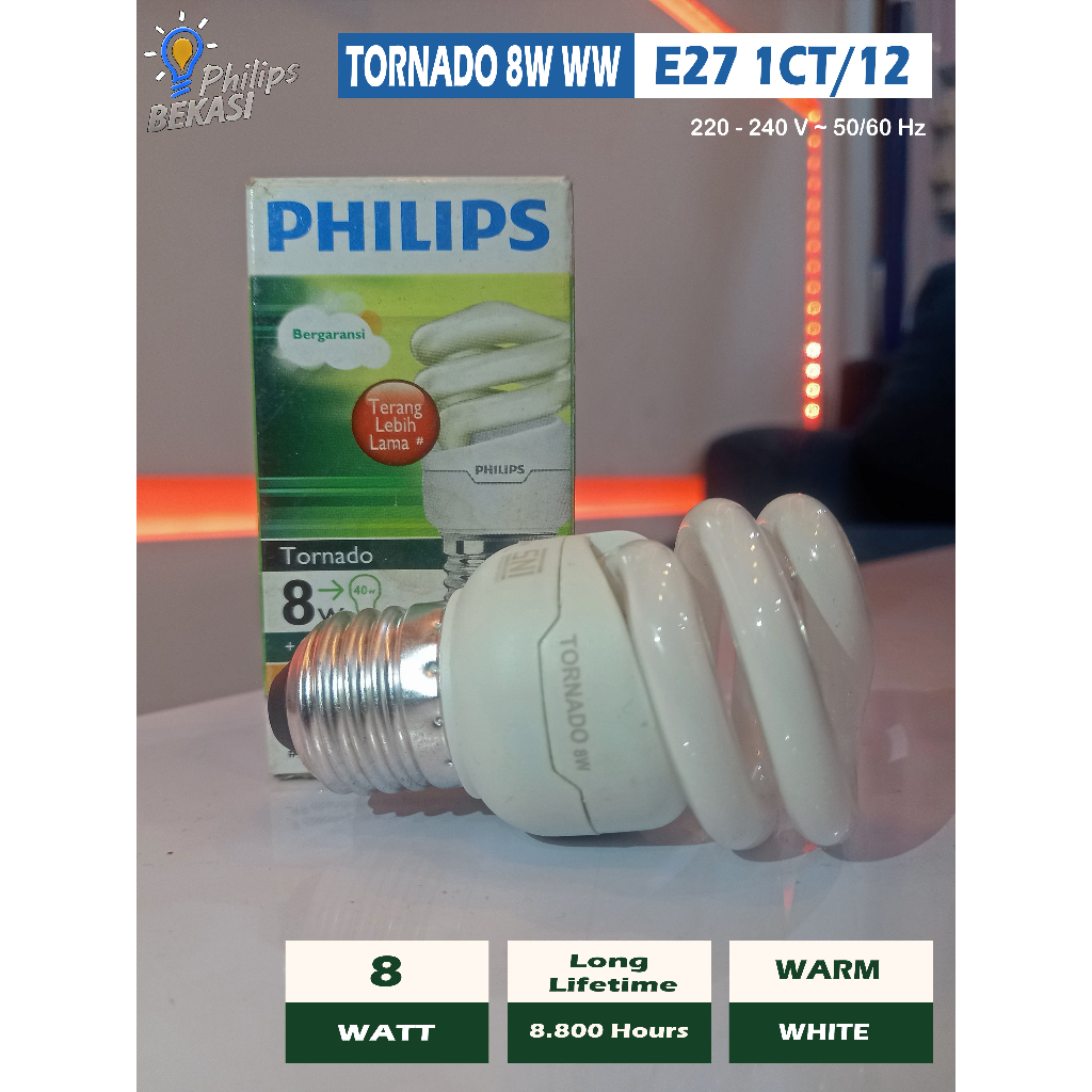 Jual Lampu Philips Tornado 8 Watt Ww E27 220 240v 1ct 12 Shopee Indonesia