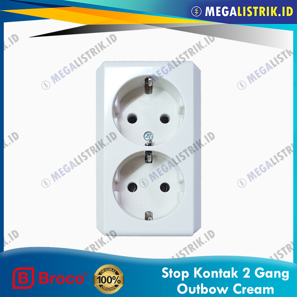 Jual BROCO DOUBLE STOP KONTAK ARDE OUTBOW CREAM 15420-11 / SOCKET ...