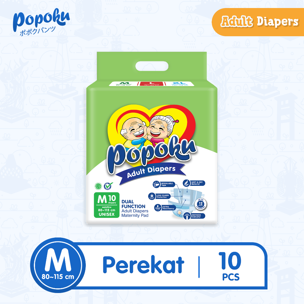 Jual POPOKU Popok Dewasa Tipe Perekat (POPOKU Adult) Size M Isi 10pcs ...