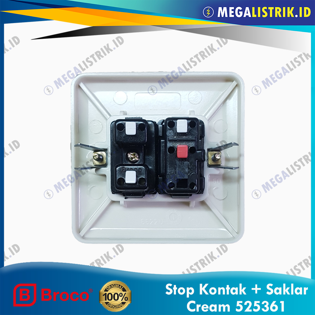 Jual BROCO STOP KONTAK + SAKLAR ENGKEL CREAM 525361 / SOCKET OUTLET ...