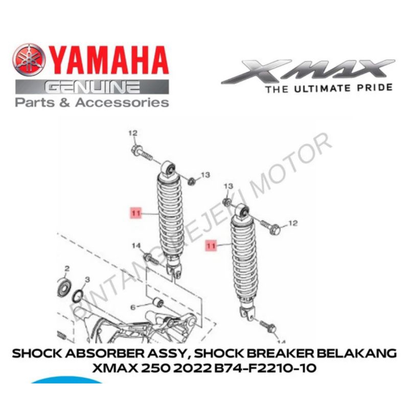 Jual SHOCK ABSORBER ASSY, SHOCK BREAKER BELAKANG XMAX 250 2022 B74 ...