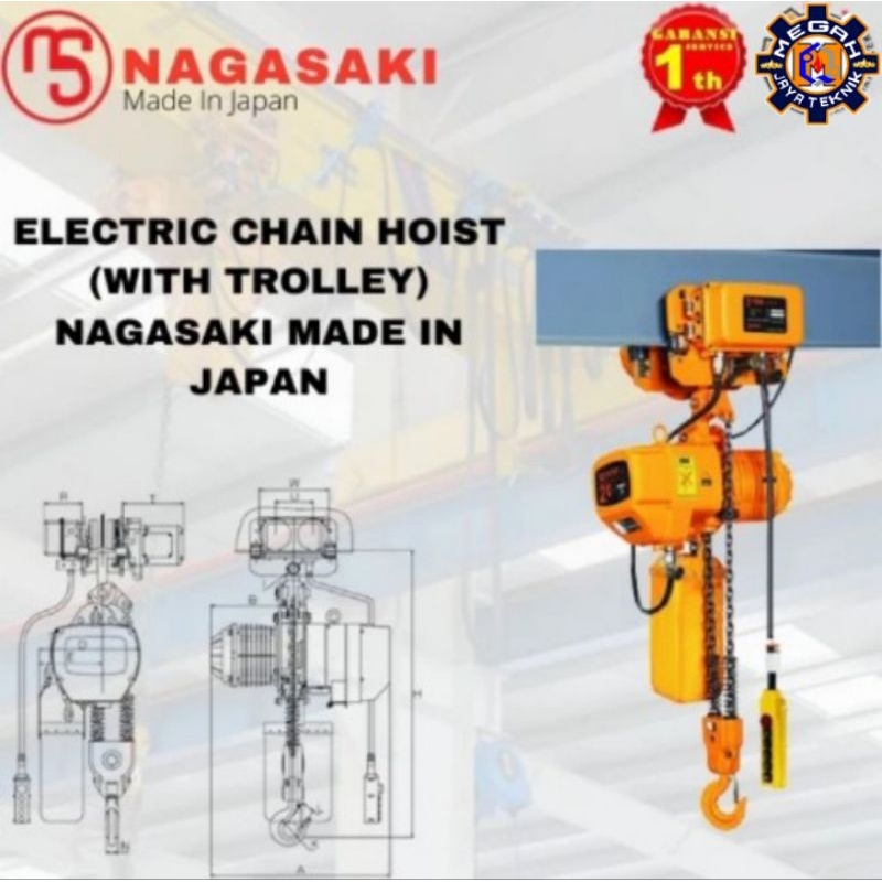 Jual ELECTRIC CHAIN HOIST 5 TON 6 M 380V/3P(PLUS TROLLY)NAGASAKI MADE IN JAPAN Shopee Indonesia