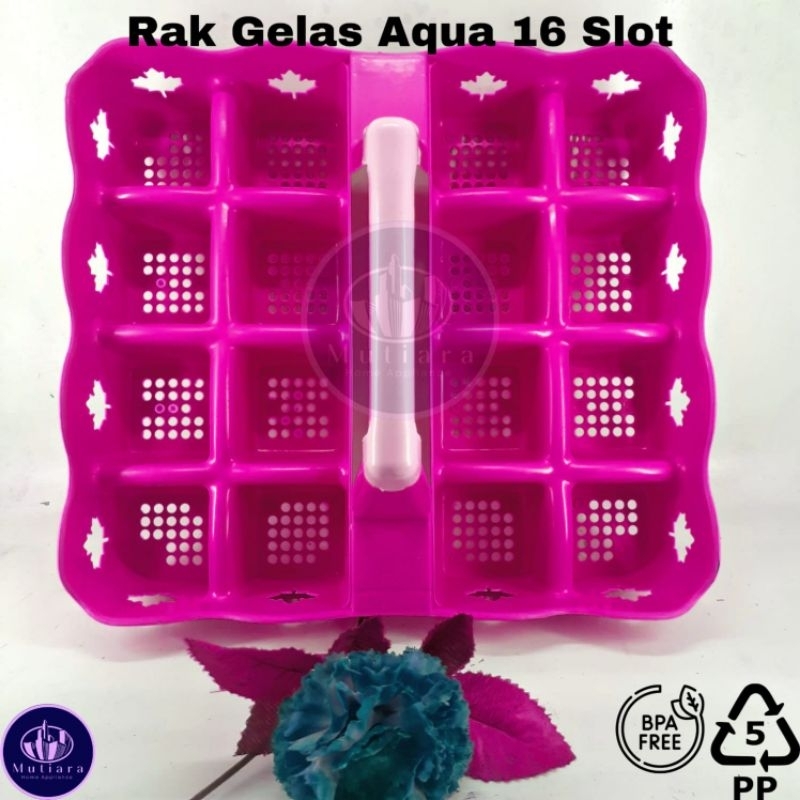 Jual Rak Aqua Gelas 16 Lubang Slot | Box Tempat Minum | Wadah Botol Air ...