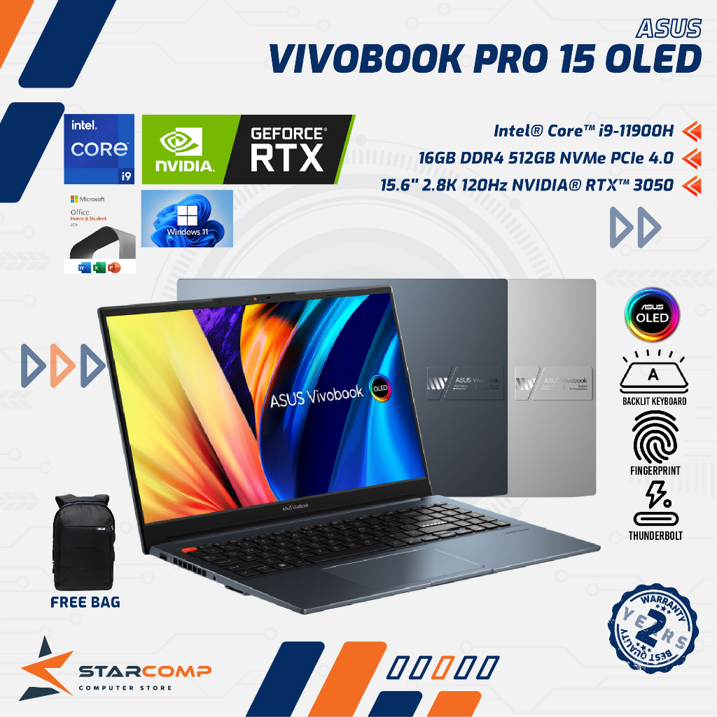 Jual ASUS Vivobook Pro 15 OLED K6502HC i9 11900H RTX3050