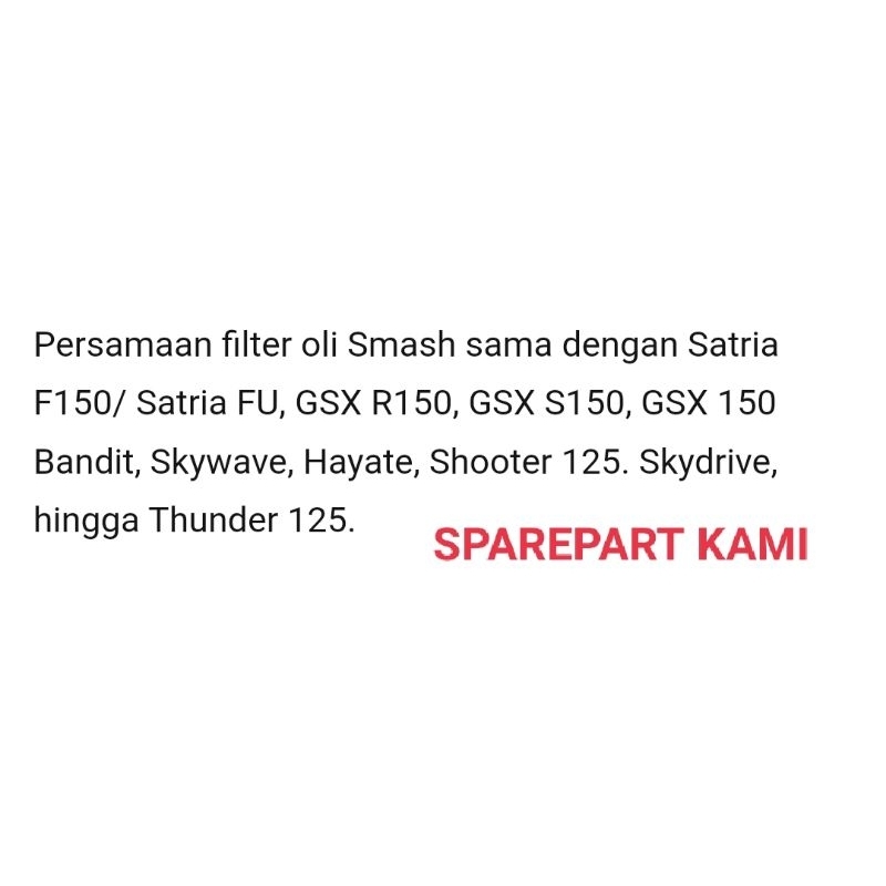 Jual FILTER OLI SARINGAN OLI SUZUKI SMASH OLD NEW SPIN SATRIA FU KARBU ...