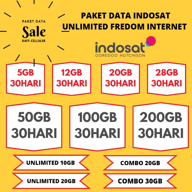 Jual PAKET DATA KUOTA INDOSAT Freedom Internet Full KUOTA 200GB 100GB ...