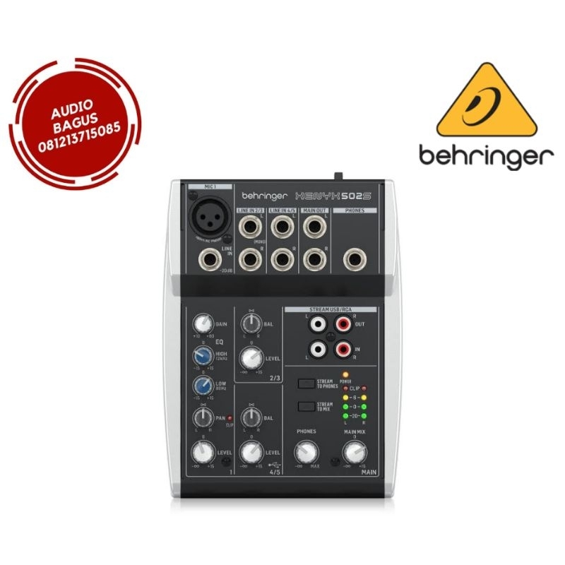 Behringer XENYX 502S - Mixer Audio Analogico A 5 Ingressi Con Interfaccia USB Per Streaming