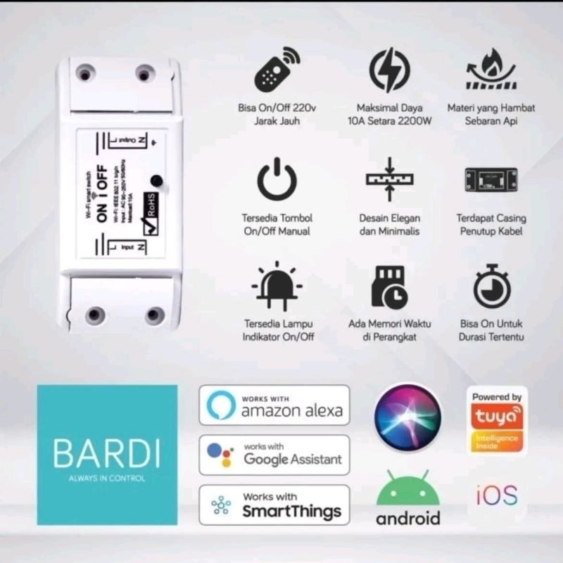 Jual BARDI Official Smart BREAKER ON OFF Switch WiFi garansi resmi 1 ...