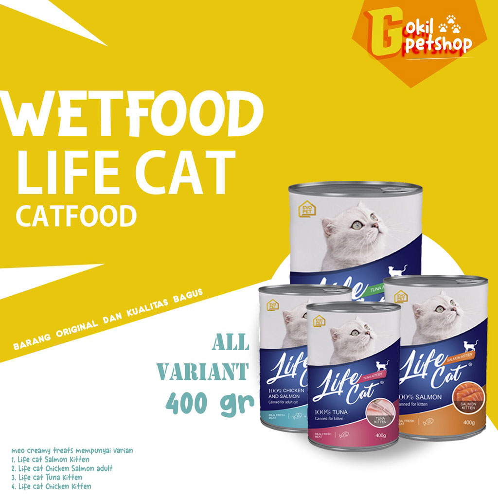 Jual LIFE CAT kaleng 400gr Makanan kucing basah murah Wet Food