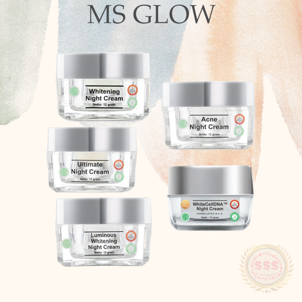 Jual MS GLOW Night Cream Whitening Acne Luminous Ultimate White Cell Dna Gr Shopee Indonesia