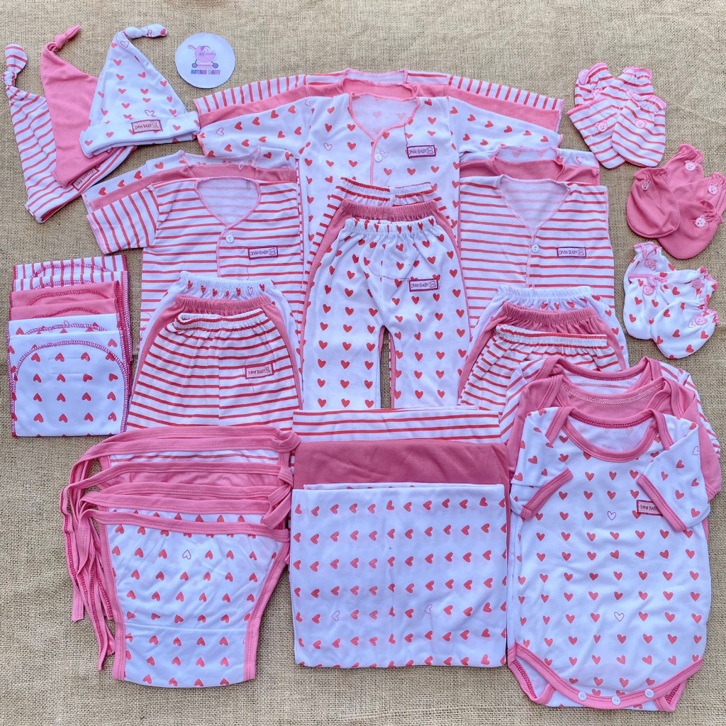 Jual 45 PCS Baju Bayi baru lahir series Pink Motif Paket hemat Brojol