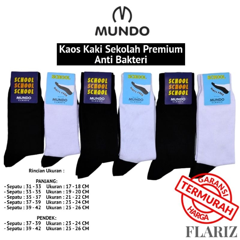 Jual Kaos Kaki Sekolah Mundo Classic Dirty Free Anti Bacteria TK SD SMP