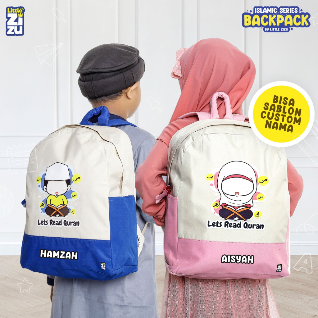 Jual Tas Anak Islami bisa SABLON NAMA Backpack islamic Series by