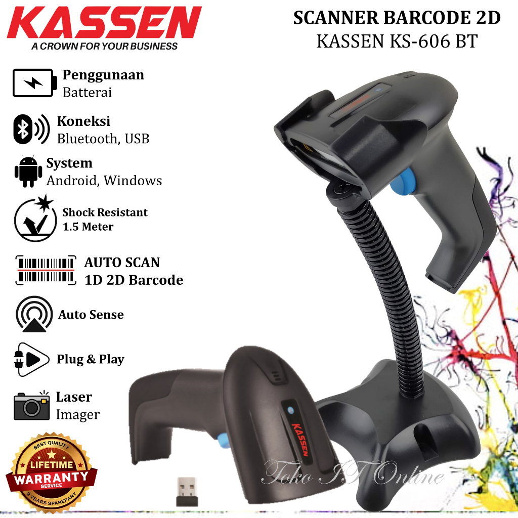 Jual Barcode Scanner Bluetooth 2D Kassen KS606 Handheld Scanner Barcode