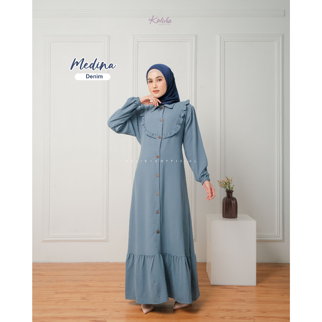 Jual Medina Dress Gamis Polos Terbaru Gamis Crinkle Airflow Gamis