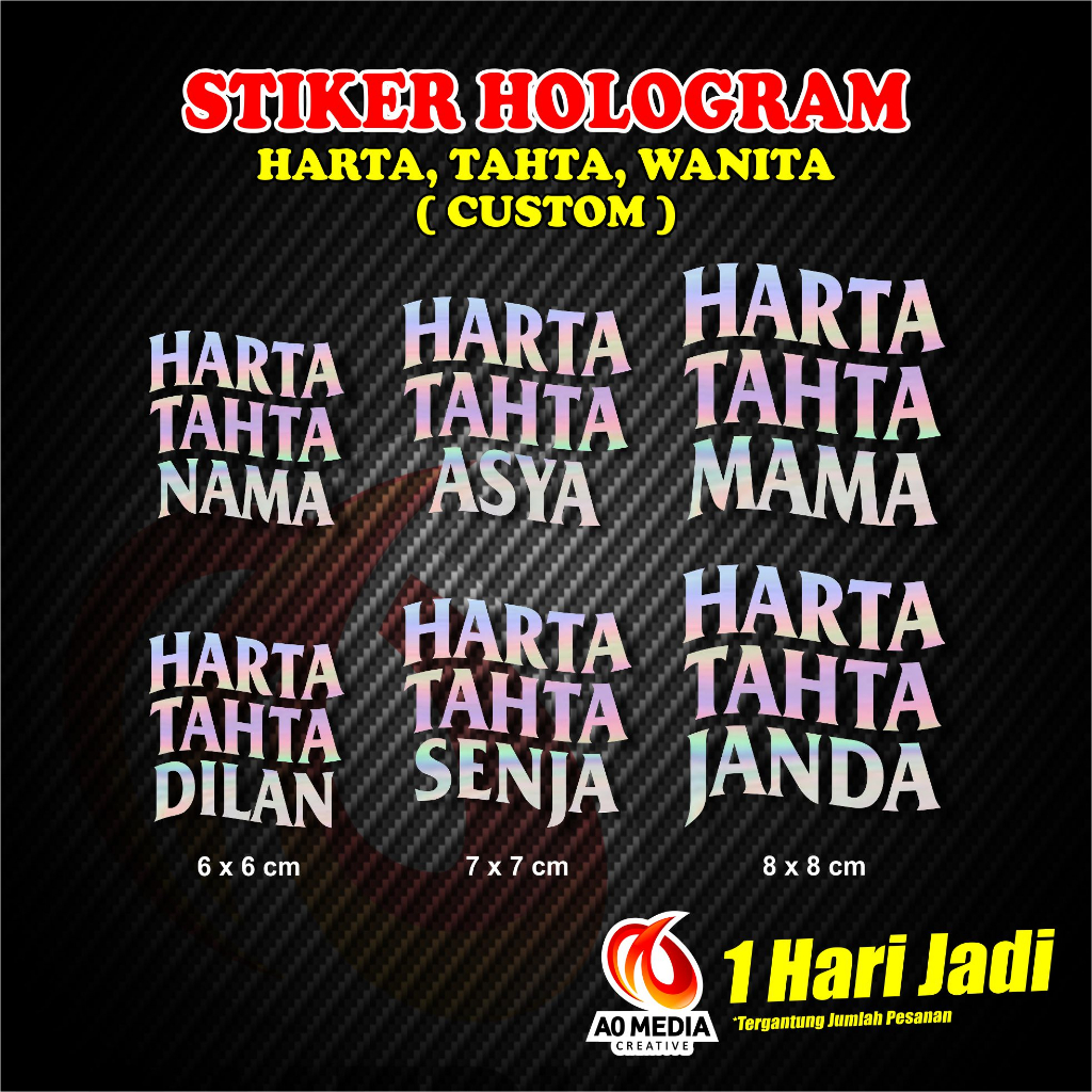 Jual Stiker Hologram Harta Tahta Wanita Custom Shopee Indonesia 7356