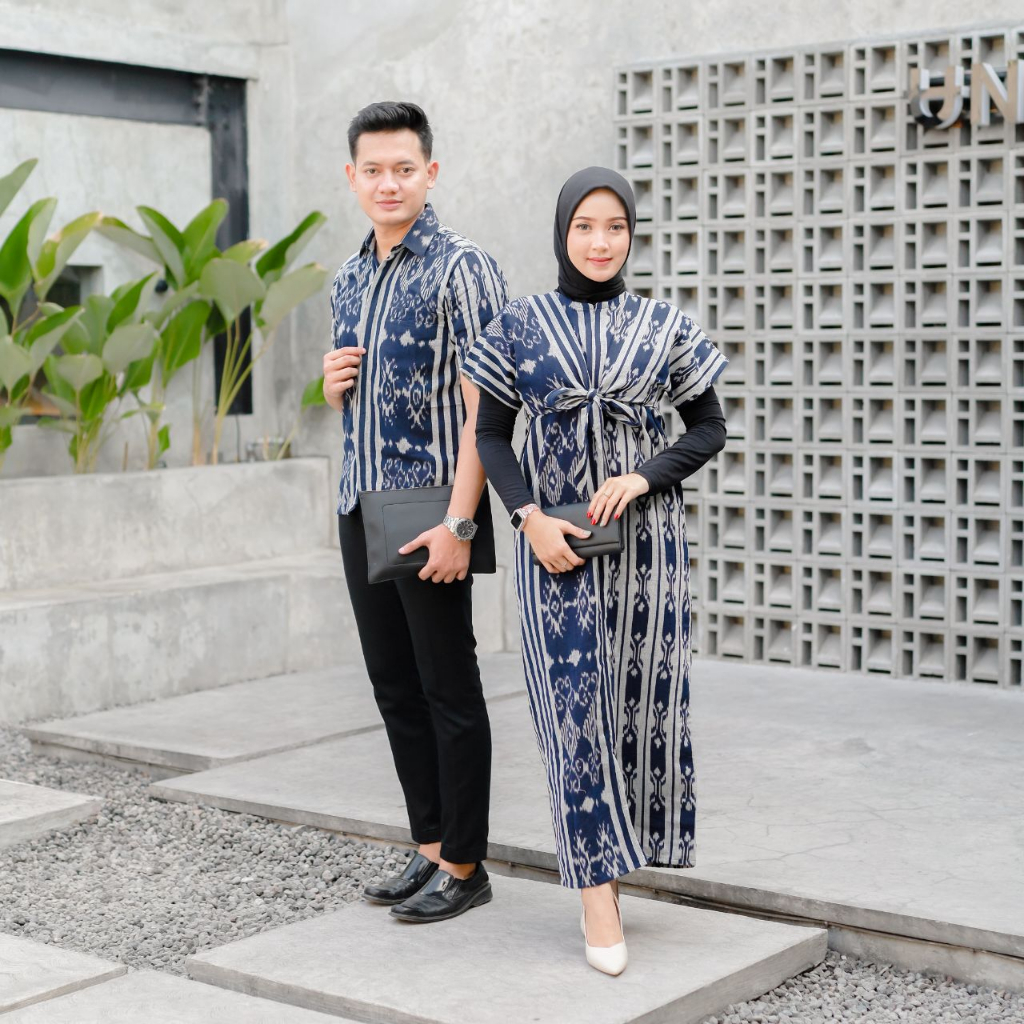 Jual Benang Raja Batik Couple Pria Wanita Tenun Blangket Motif Abu Pleret Navy Shopee Indonesia