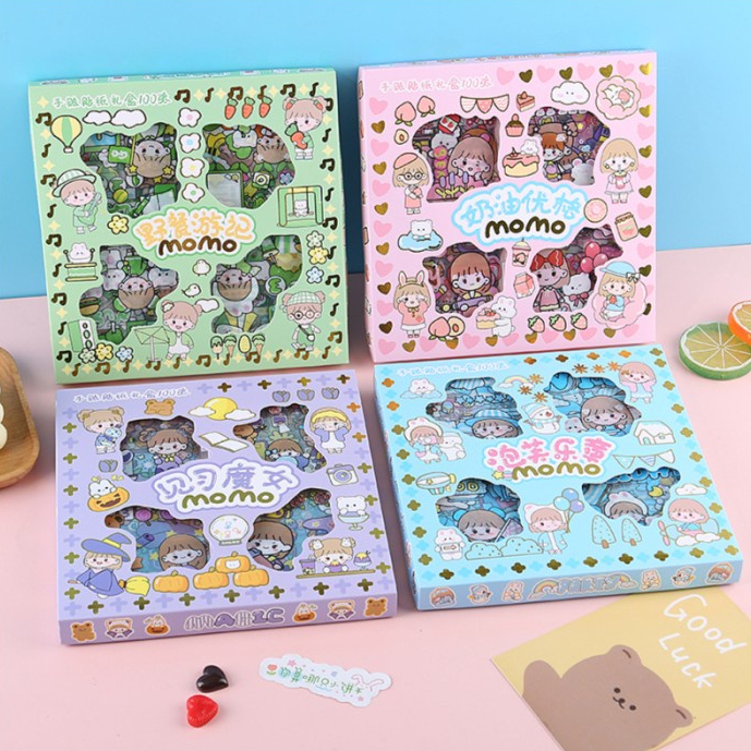 Jual Sticker Momo 100 Lembar Box Sticker 2d Sticker Motif Kartun Korea ...