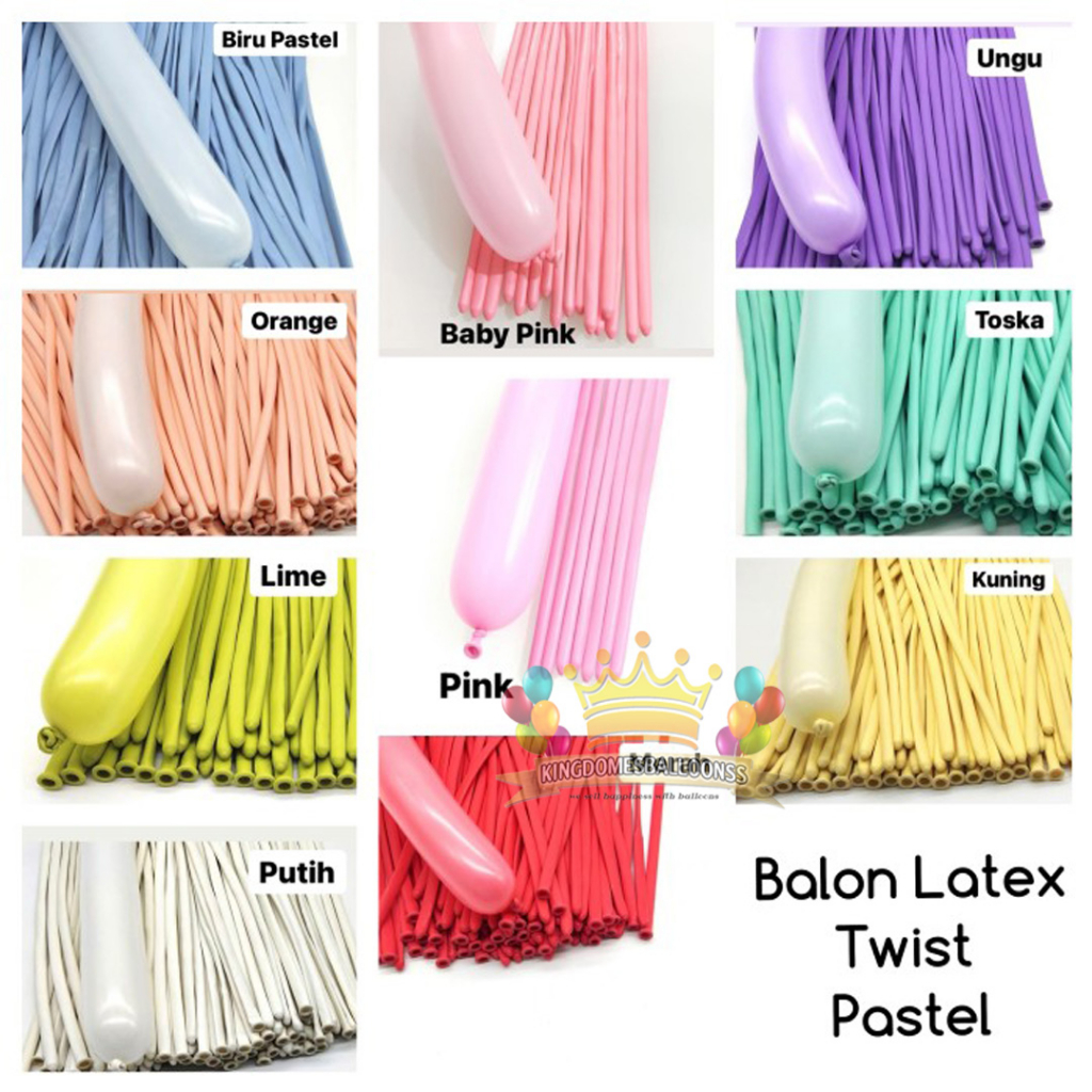 Jual Balon Latex Panjang Pentil Cacing Modelling Twist Macaron Pastel Shopee Indonesia 5235