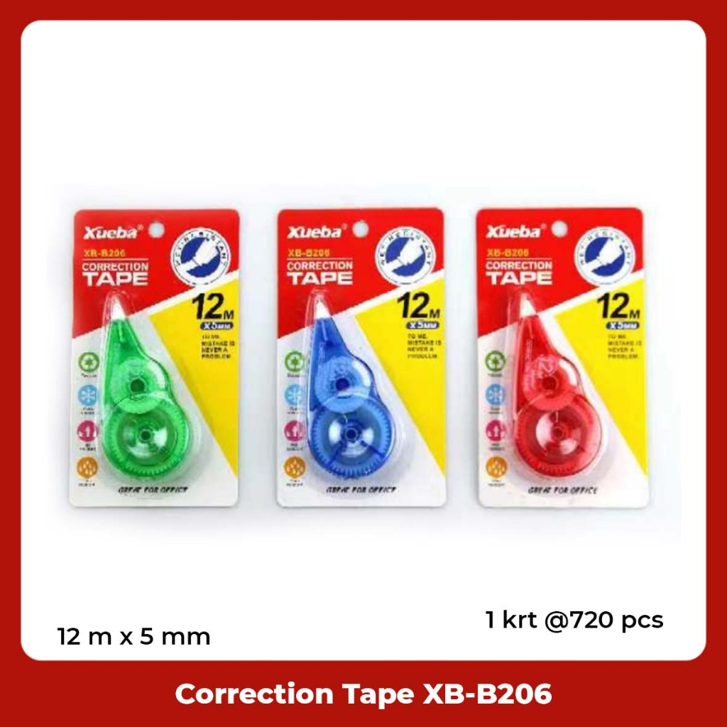 Jual Correction Tape / Stipo Kertas / TipeX Roll Xueba 12m x 5mm XB