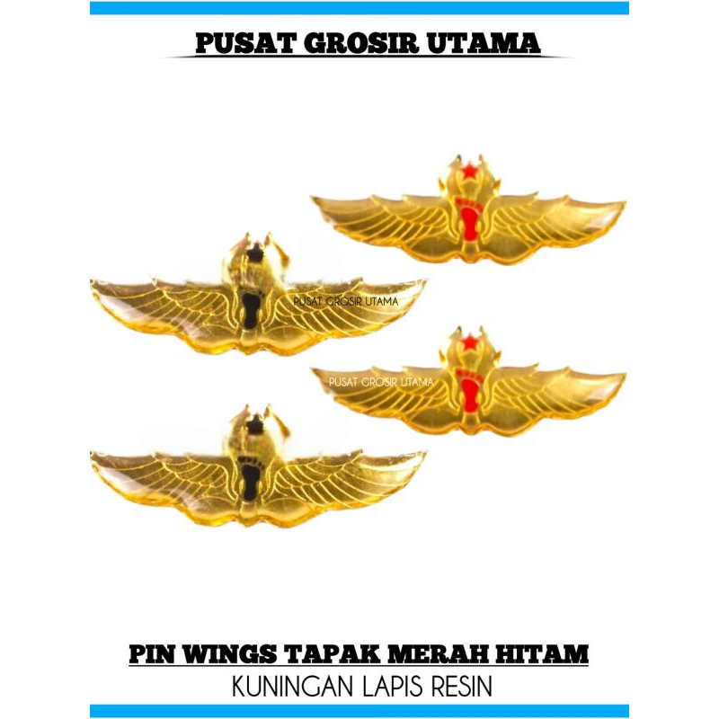 Jual Pin Wings Tapak Merah Dan Hitam Bahan Kungian Lapis Resin