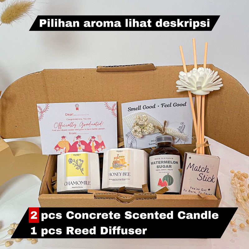 Jual Hampers Reed Diffuser & Concrete Scented Candle by DCANDLE Kado