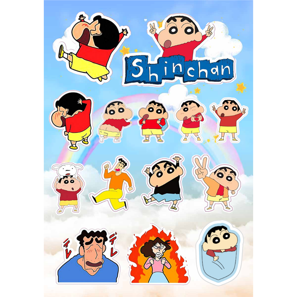 Jual Sticker Gambar SHINCHAN Stiker Vinyl Laminasi Glossy KISS Cut ...