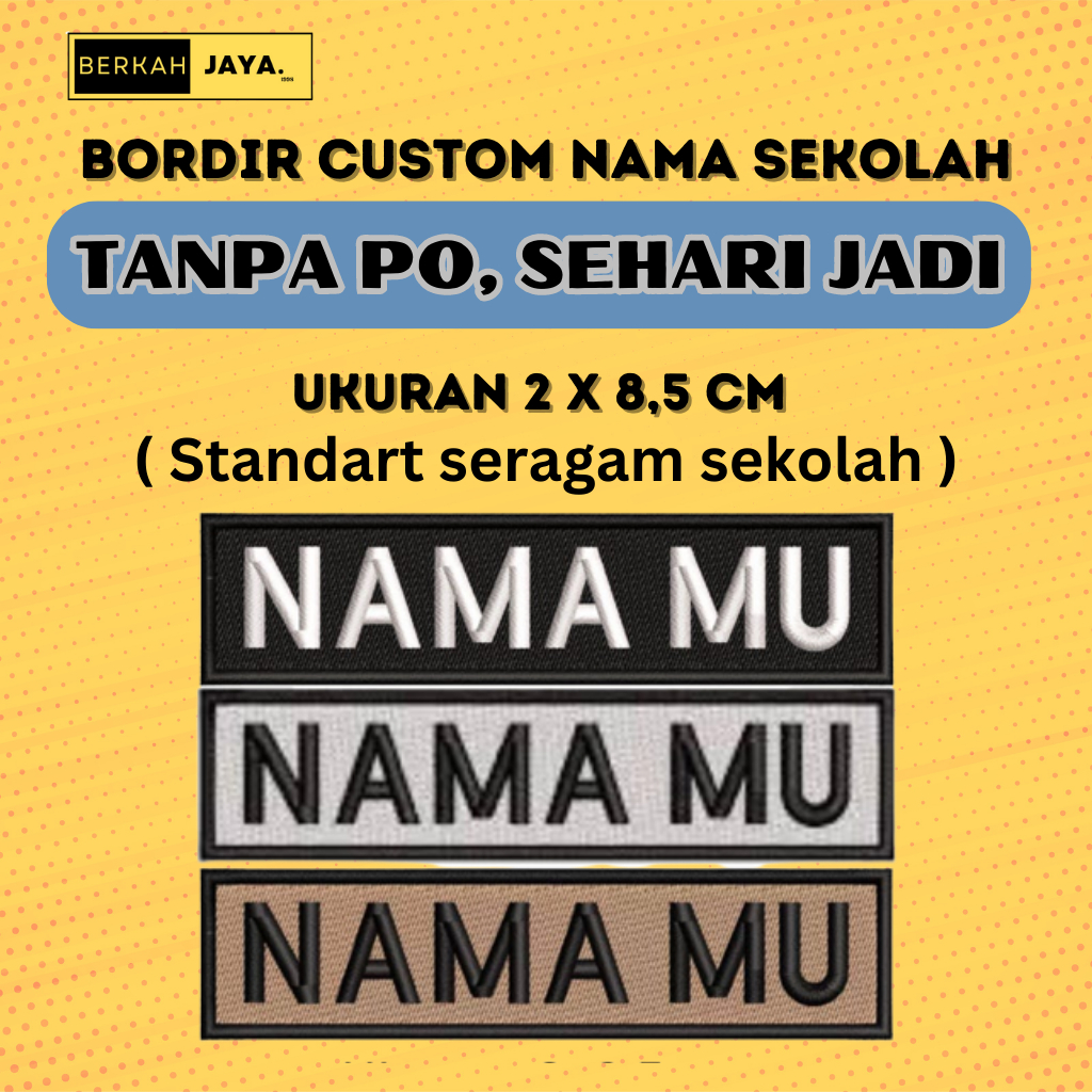 Jual Bordir nama Custom desain Bebas Jahitan Rapi tebal | Shopee Indonesia