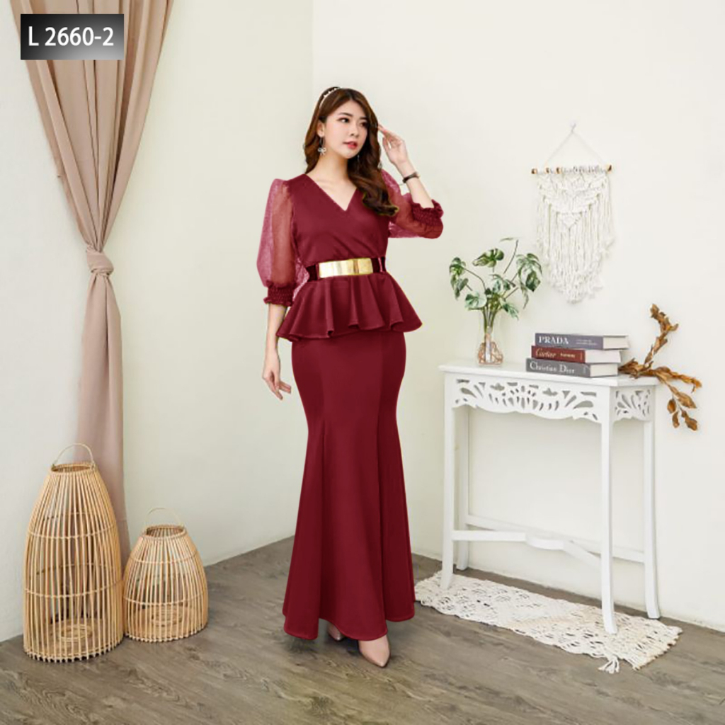 Jual Joanne Fashion Dress Pesta Wanita Mewah Bahan Scuba Premium Terbaru Gaun Scuba Maxi