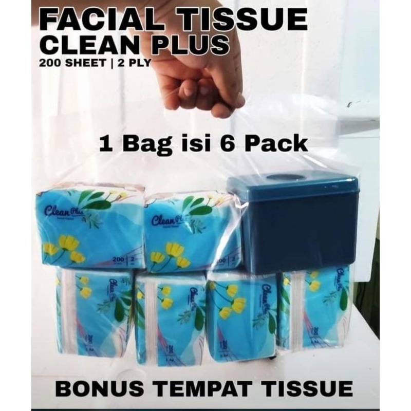 Jual Clean Plus Facial Tissue Pop Up 200'S Bonus Travelpack & Tissue ...