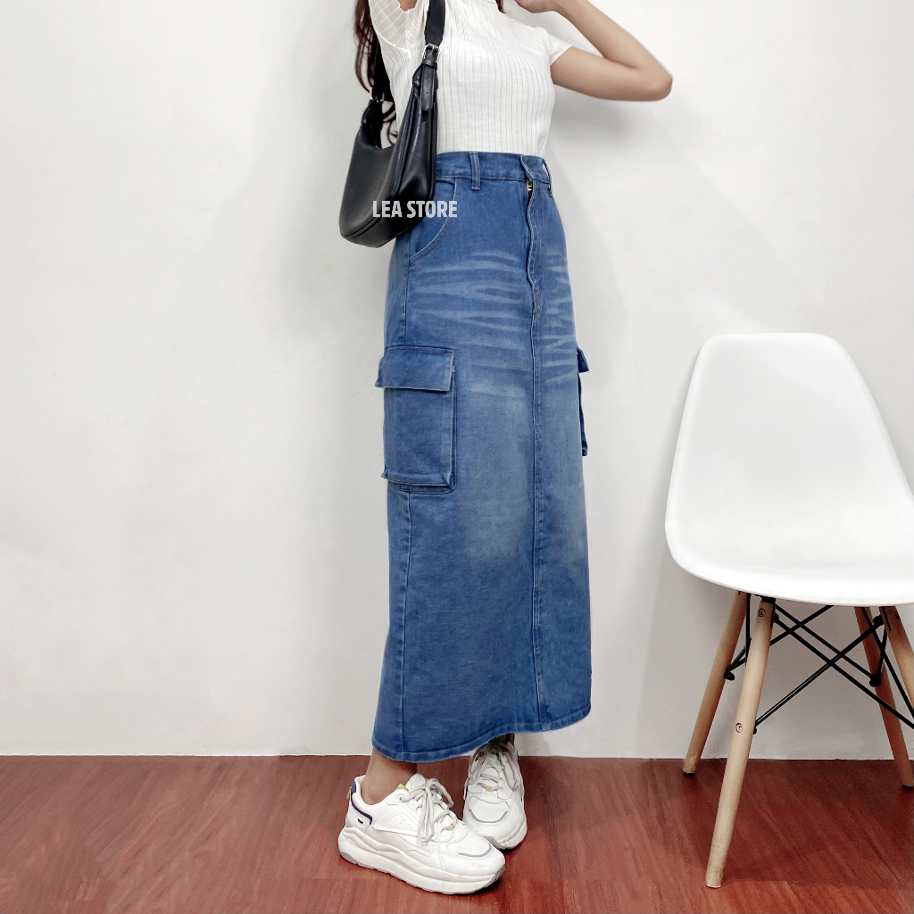 Jual GINA CARGO SKIRT JEANS / ROK PANJANG WANITA / LEA STORE | Shopee ...